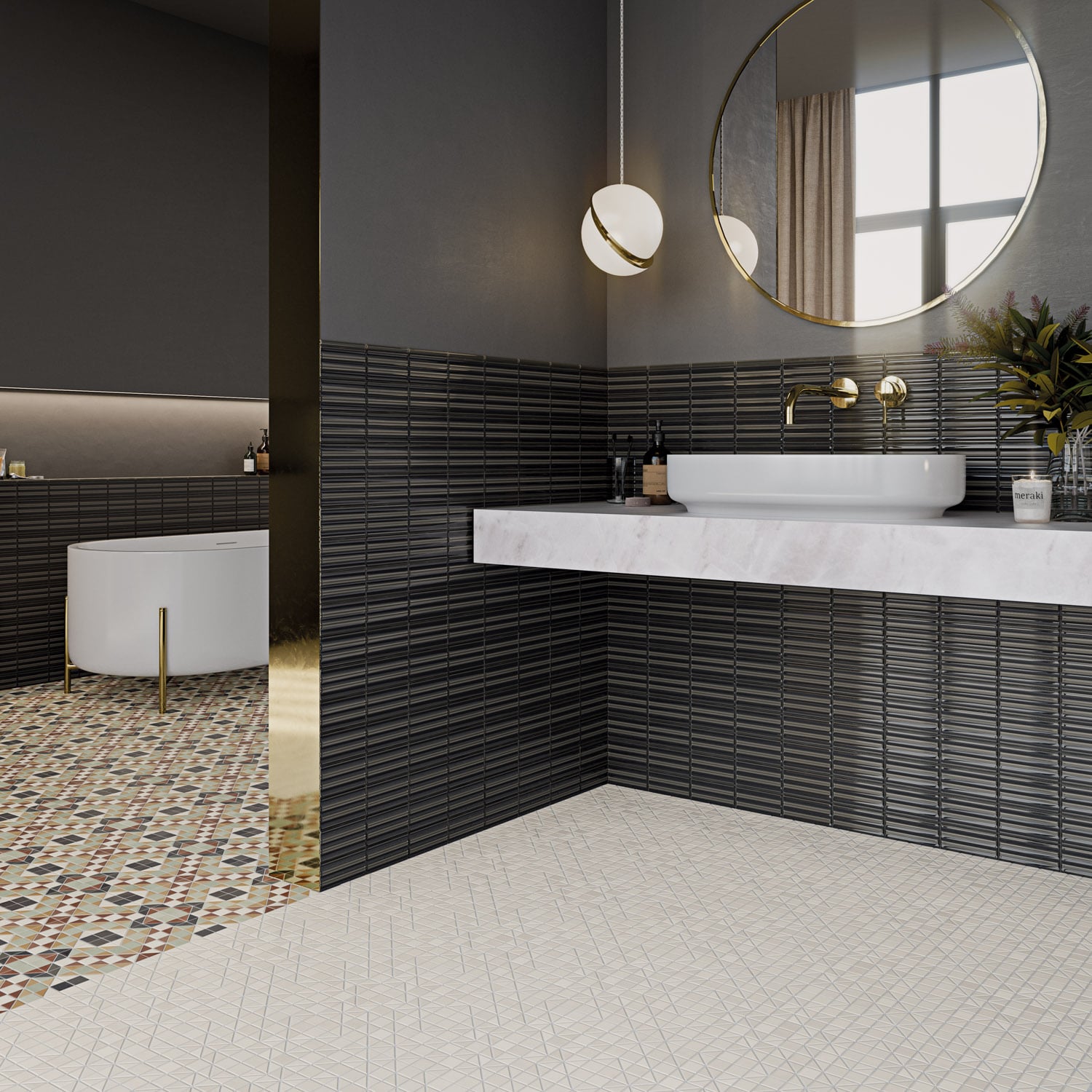 32_Fayenza_Belt_Ebony_Gloss_6.2_x_12.5-Tesserae_Like_Blanc_&_Like_Grana_Plus_Matt_28_x_28