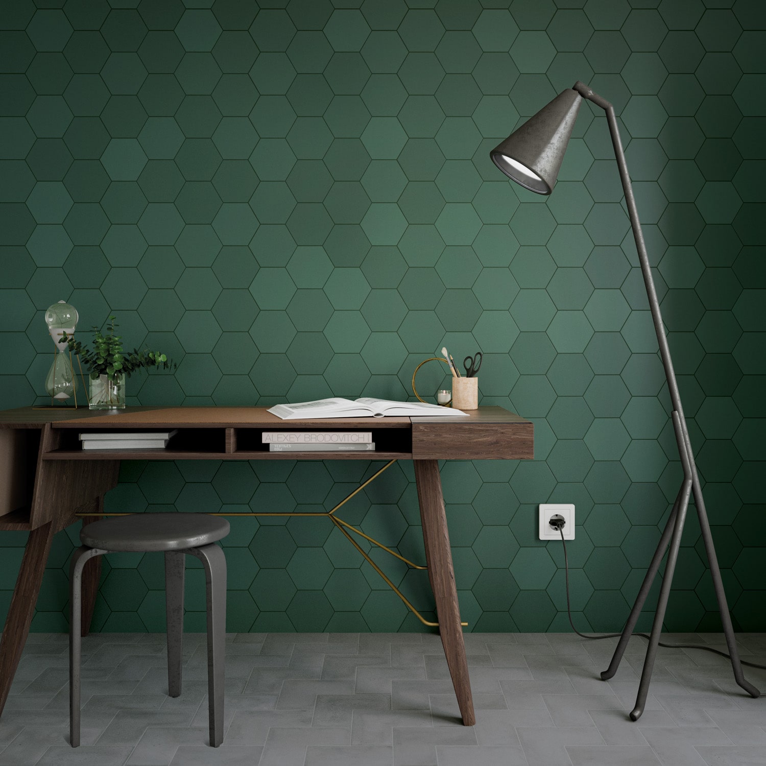 35_Six_Hexa_Green_14_x_16_&_Elle_Floor_Concrete_18.5_x_18.5